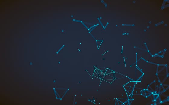 Abstract polygonal space low poly dark background with connecting dots and lines. Connection structure.