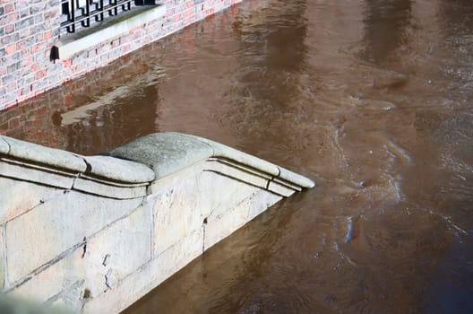 Flooded York by river Ouse in Yorkshire UK at december 2015


