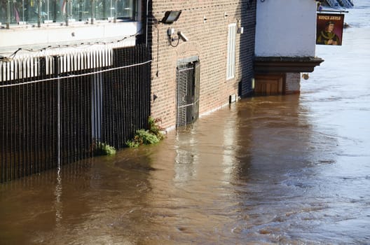 Flooded York by river Ouse in Yorkshire UK at december 2015


