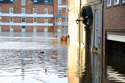 Flooded York by river Ouse in Yorkshire UK at december 2015


