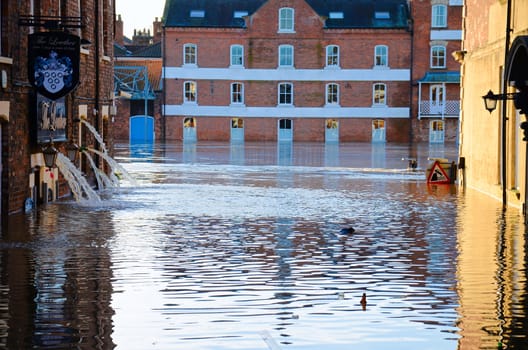 Flooded York by river Ouse in Yorkshire UK at december 2015


