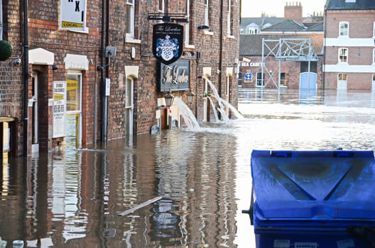 Flooded York by river Ouse in Yorkshire UK at december 2015


