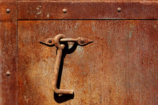 Rusty Metal Door gate Handle close up