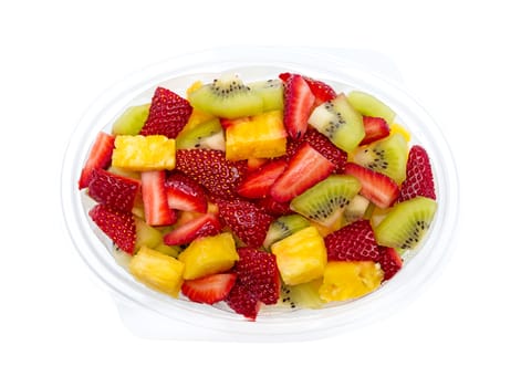 Fresh fruits salad on white background