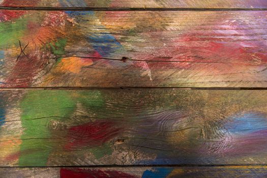 Background of wooden boards colored with mixed colors
