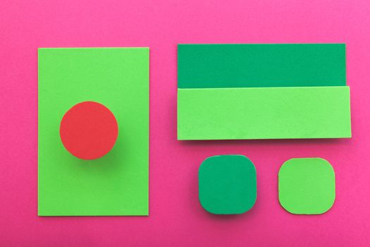 Complementary color background web design imitating the straight lines and curves of the material design and shading paper