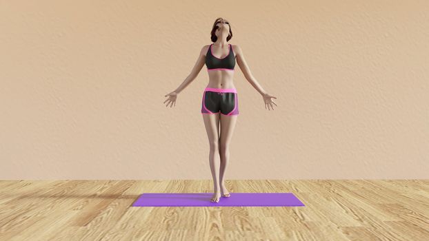 Yoga Class Breathing Pose Illustration with Female Instructor 