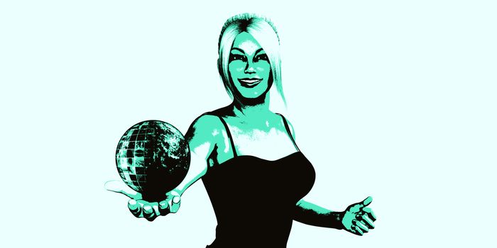 Global Technology Concept with Woman Holding Globe