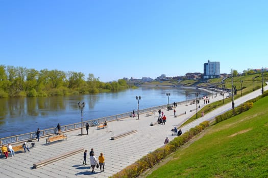 Spring flooding of the embankment in the city of Tyumen, Russia. May, 2016