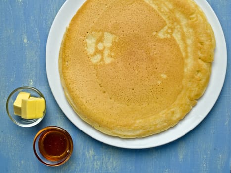 close up of rustic large homemade pancake