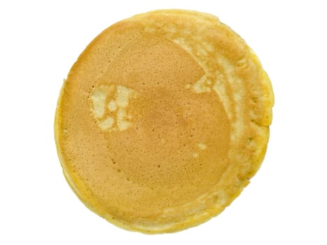 close up of large homemade pancake isolated