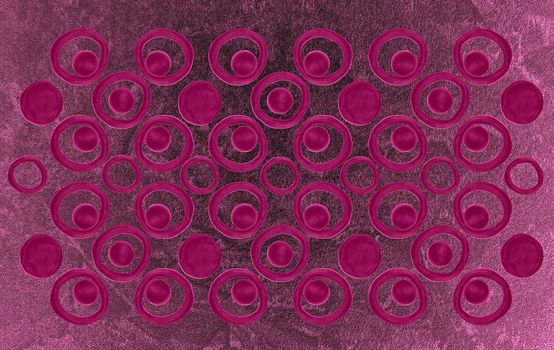 Magenta background pattern of circles. Effect volume - glass effect.