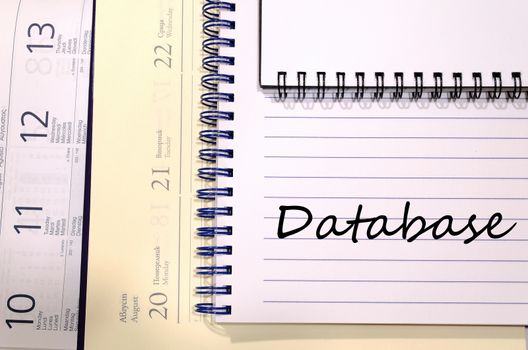 Database text concept write on notebook