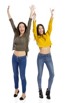 Studio portrait of two women who are best friends