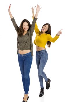 Studio portrait of two women who are best friends