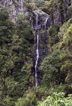 giiant waterfall called fontes risco on madeira island