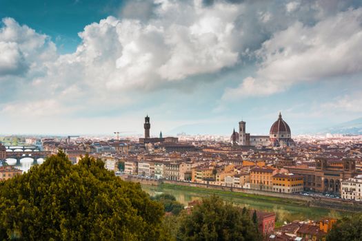 Florence cityscape in a cloudy day