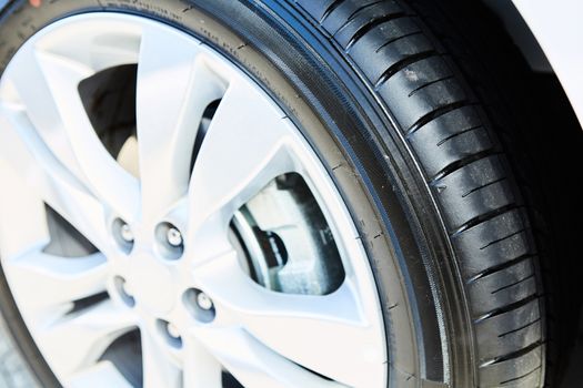 The car wheel on a car. Closeup