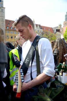 WROCLAW, POLAND - MAY 1: Unidentified guitarist plays Hey Joe during Thanks Jimi Festival on 1st May 2016 in Wroclaw, Poland.