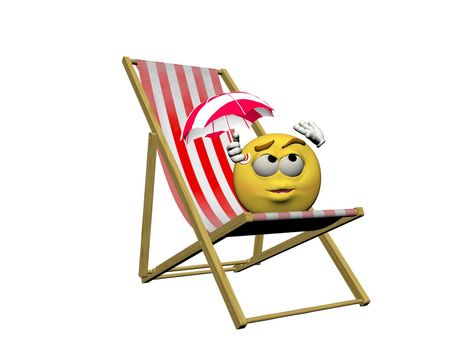 Emoticon in the beach with a parasol