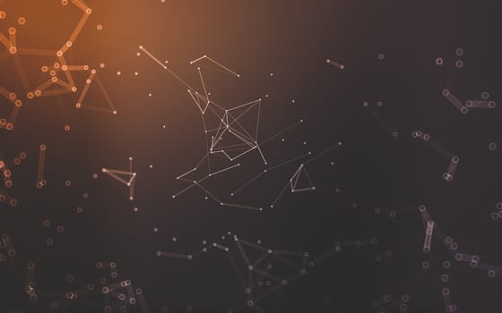 Abstract polygonal space low poly dark background with connecting dots and lines. Connection structure.