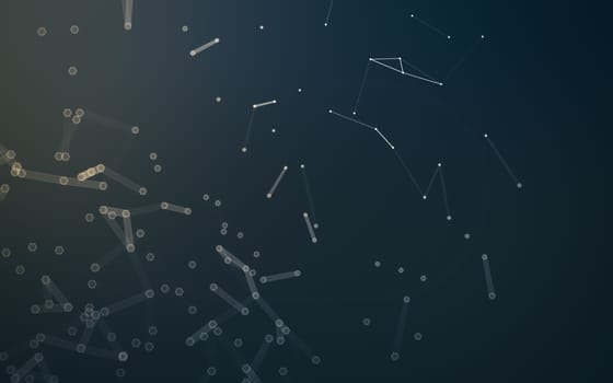 Abstract polygonal space low poly dark background with connecting dots and lines. Connection structure.