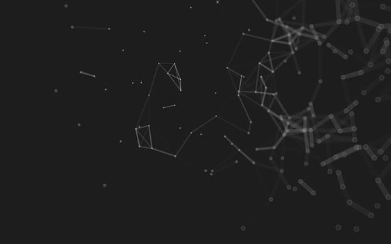 Abstract polygonal space low poly dark background with connecting dots and lines. Connection structure.