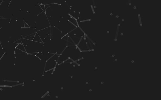 Abstract polygonal space low poly dark background with connecting dots and lines. Connection structure.