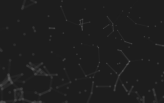 Abstract polygonal space low poly dark background with connecting dots and lines. Connection structure.