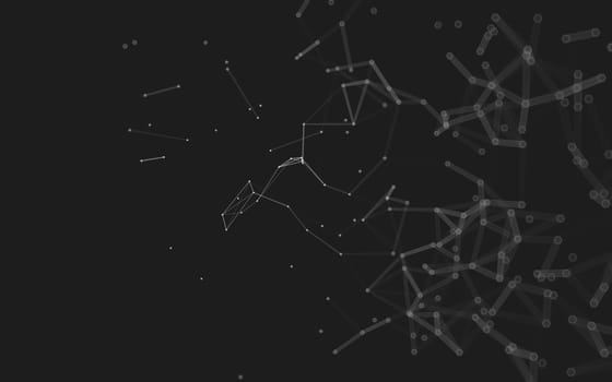 Abstract polygonal space low poly dark background with connecting dots and lines. Connection structure.