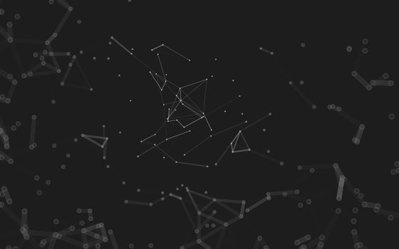 Abstract polygonal space low poly dark background with connecting dots and lines. Connection structure.