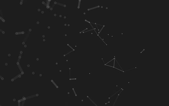 Abstract polygonal space low poly dark background with connecting dots and lines. Connection structure.