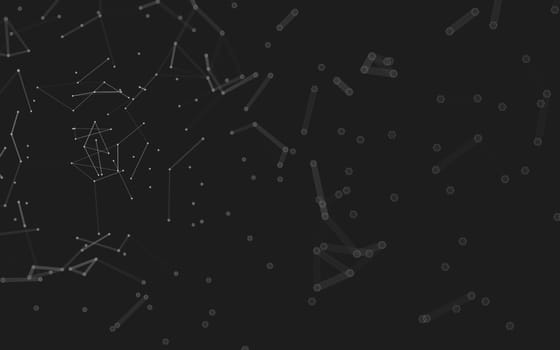 Abstract polygonal space low poly dark background with connecting dots and lines. Connection structure.