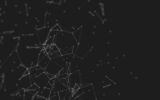 Abstract polygonal space low poly dark background with connecting dots and lines. Connection structure.