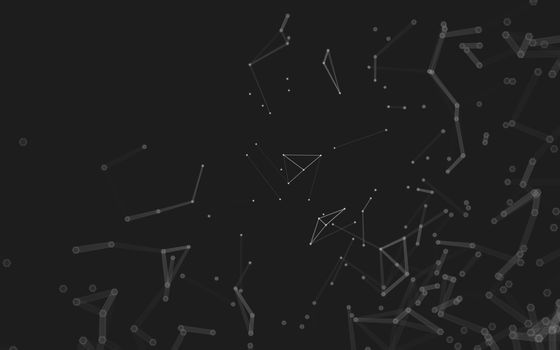 Abstract polygonal space low poly dark background with connecting dots and lines. Connection structure.