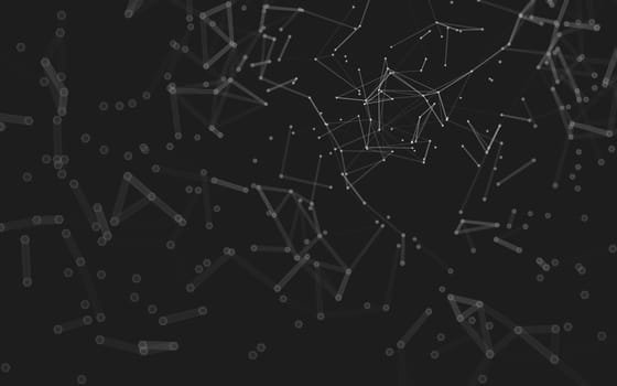 Abstract polygonal space low poly dark background with connecting dots and lines. Connection structure.