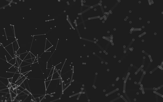 Abstract polygonal space low poly dark background with connecting dots and lines. Connection structure.