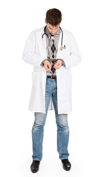 Criminal surgeon - Concept of failure in health care, isolated on white