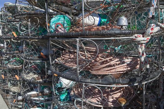 Lobster trap on Pacific shore