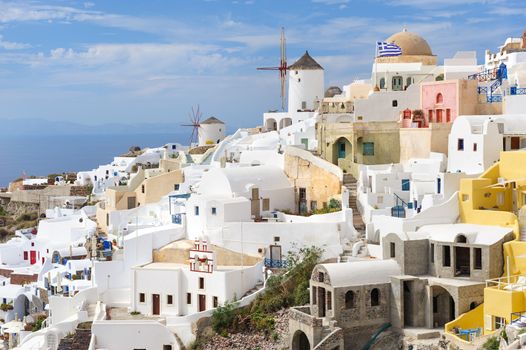 Famous view of Oia village at the Island Santorini, Greece. Before sunset.