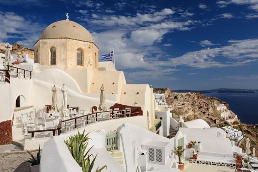 Vew of Oia village at the Island Santorini, Greece. Before sunset.