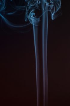 Beautiful smoke on the black background - macro photo.