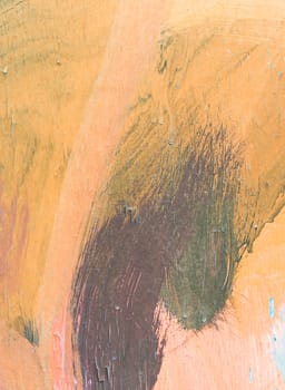 Hand painting orange abstract art painting on wood