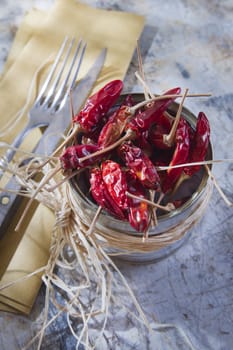 Presentation of the ingredient prince of the kitchen, dried chili 
