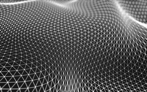 Abstract polygonal space low poly dark background with connecting dots and lines. Connection structure. 3d rendering