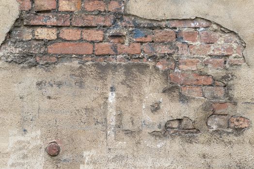 Red orange masonry with broken stucco as background picture
