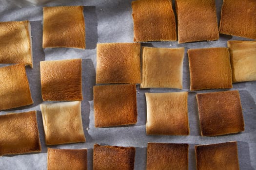 Presentation of slices of freshly roasted and ready for breakfast 
