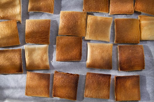 Presentation of slices of freshly roasted and ready for breakfast 
