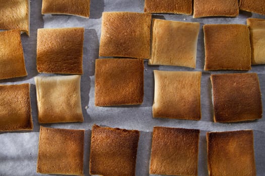 Presentation of slices of freshly roasted and ready for breakfast 
