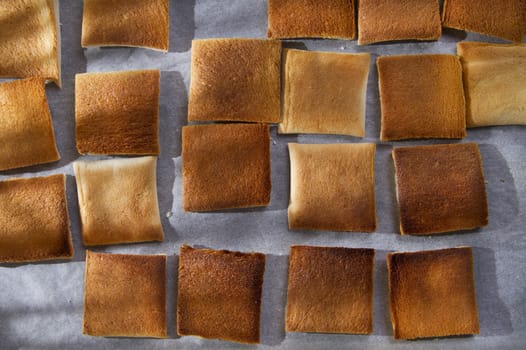 Presentation of slices of freshly roasted and ready for breakfast 
